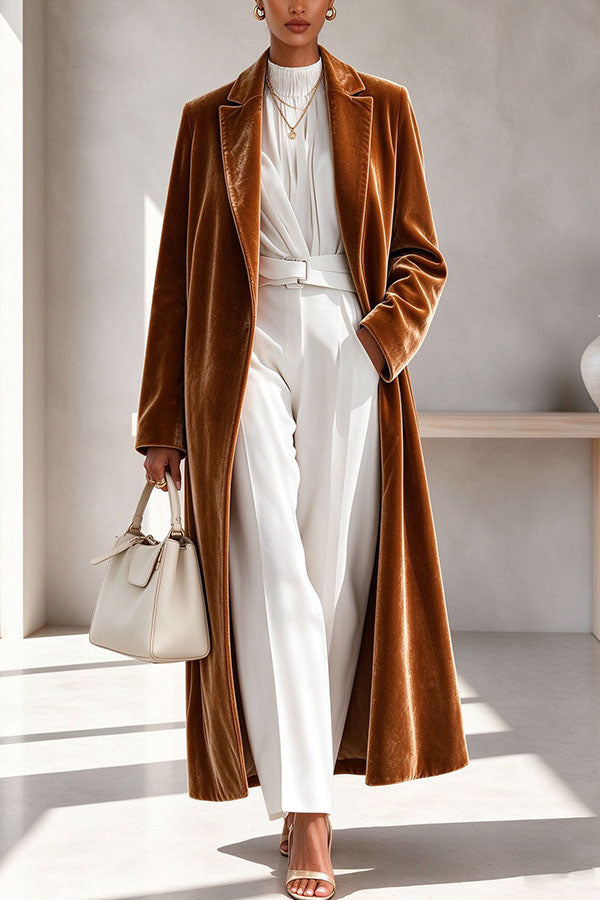 The Velvet Elegance Long Overcoat