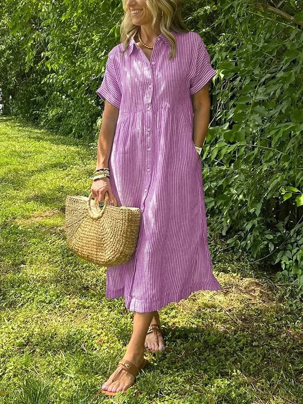 Samara Stylish Striped Shirt Dress, view 4 - Elena Harper