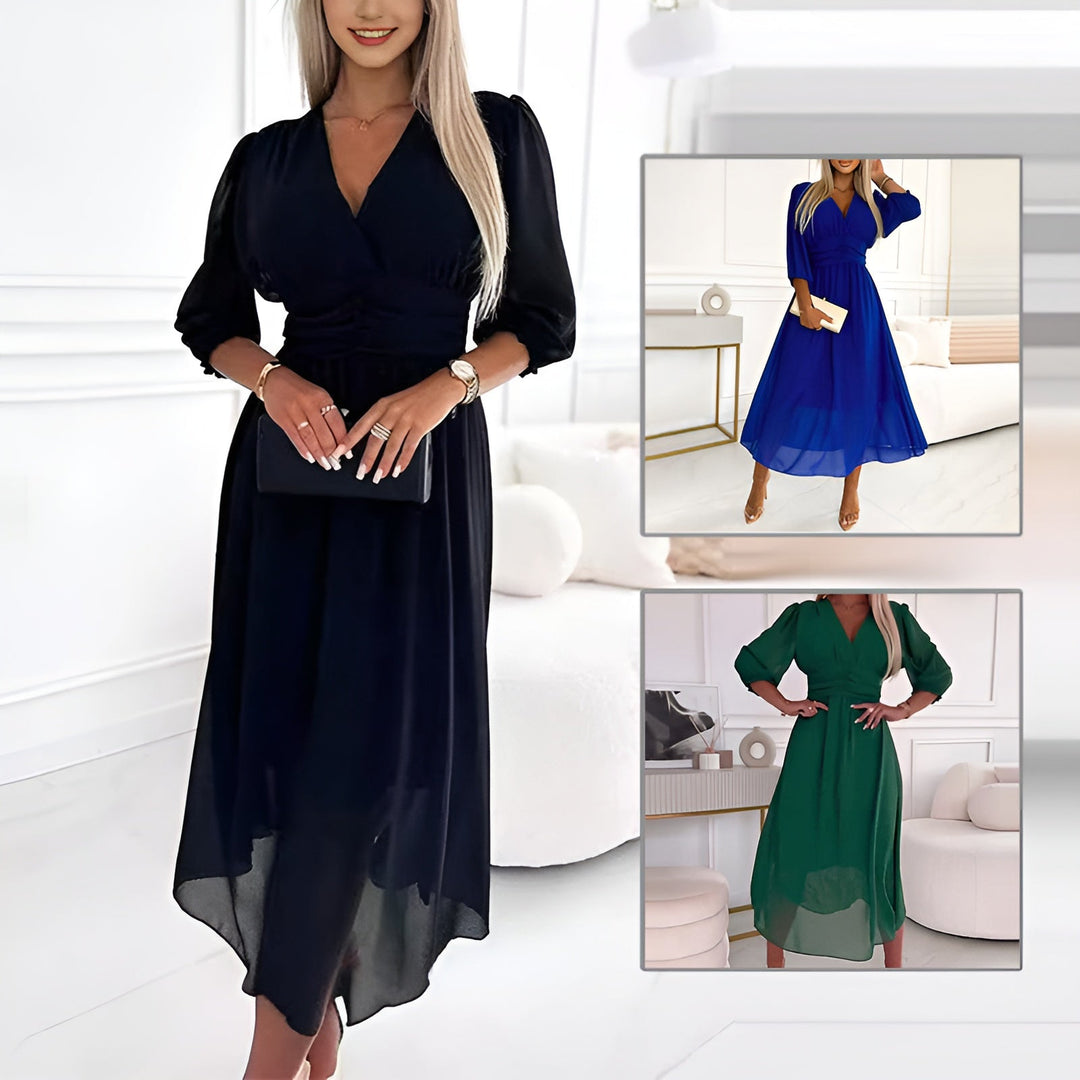 Abigail Flowing Georgette Silk-Look Dress - Elena Harper