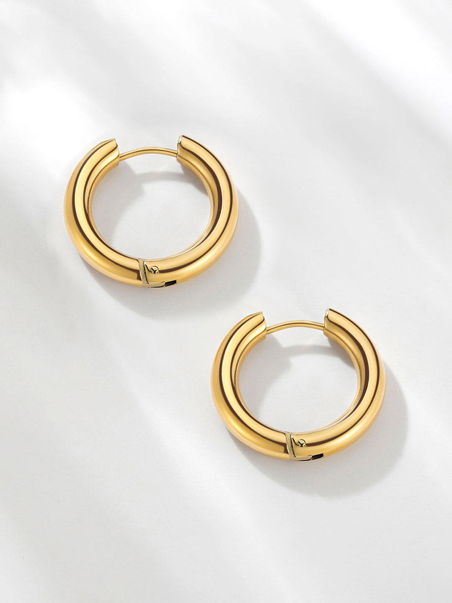 Medium Diamond Hoops of 24 mm, view 4 - Elena Harper