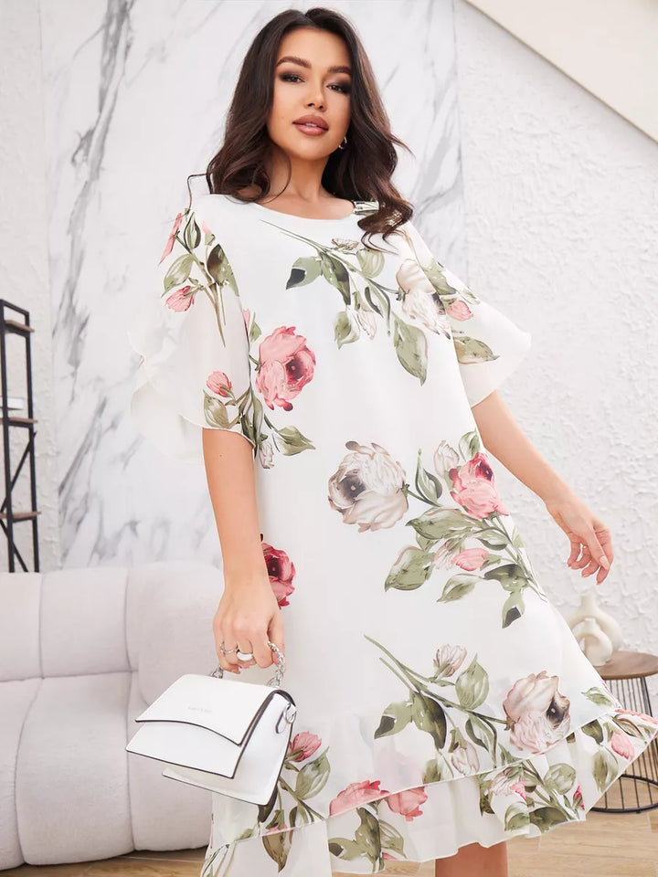 Violet Elegant chiffon dress with floral print - Elena Harper