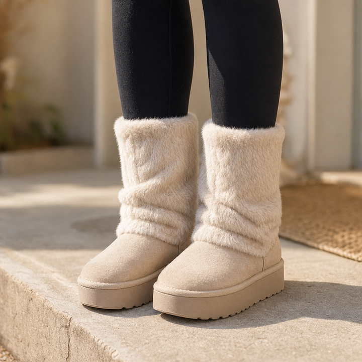 Alina | Comfortable and Stylish Platform Winter Boots with Faux Fur