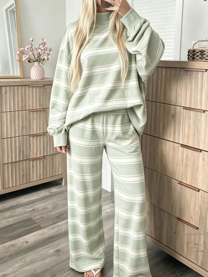 Striped Women's Casual Set - Coordinated and Easy