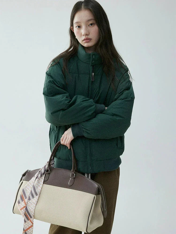 Annora Down Filled Puffer Jacket with High Stand Collar for Women - Elena Harper