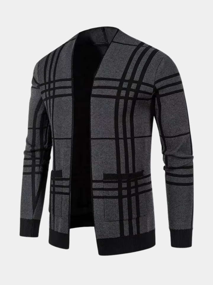 ELENA HARPER™  |  CHECKED KNIT CARDIGAN FOR MEN