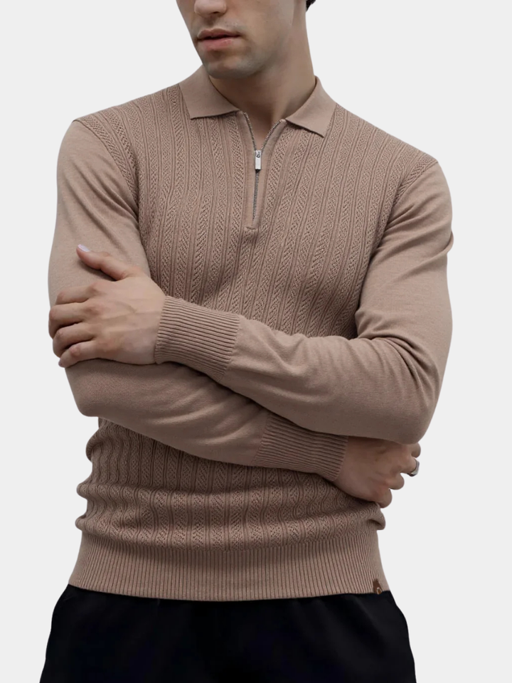 LAURENT MONACO | TEXTURED ZIPPER POLO FOR MEN