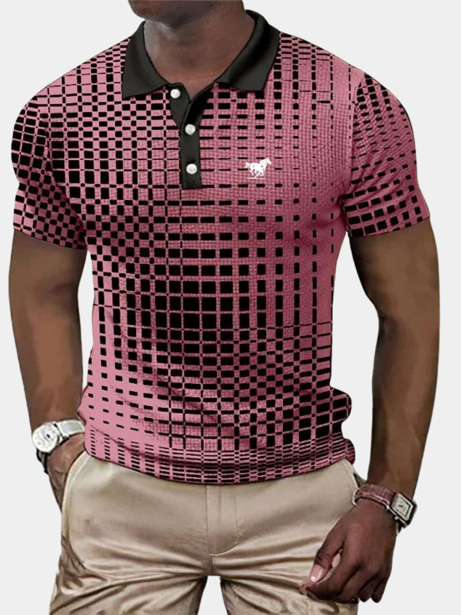 LAURENT MONACO | MODERN POLO WITH GEOMETRIC PRINT FOR MEN