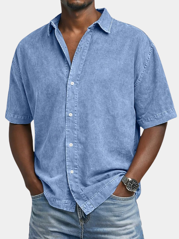 ELENA HARPER™  |  MEN'S COTTON ACID-WASH SHIRT
