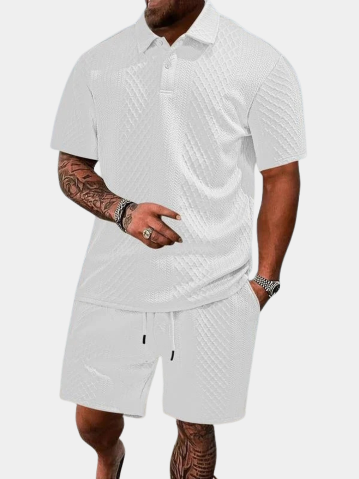 Textured Knit Summer Set for Men - Elena Harper