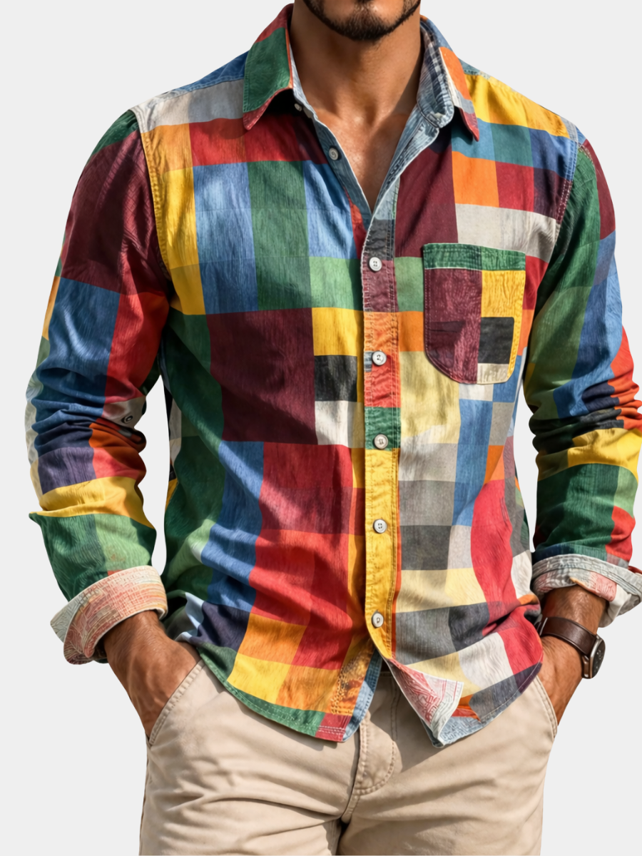 ELENA HARPER™  |  SIGNATURE MOSAIC LONG-SLEEVED SHIRT FOR MEN