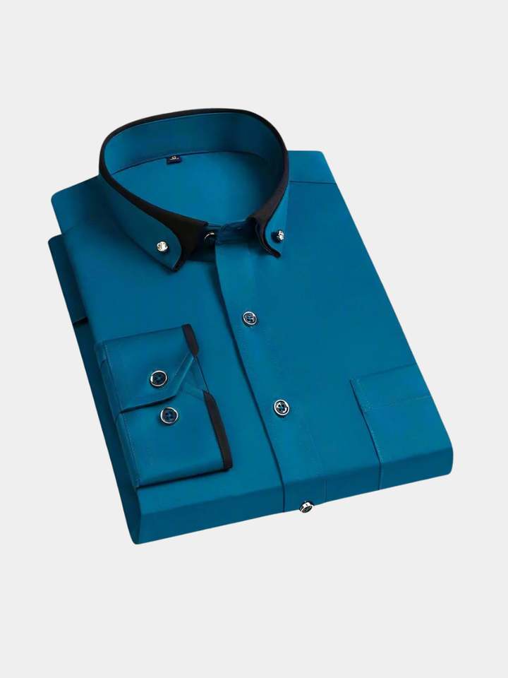 Elegant Button-down Long-sleeved Shirt for Men - Elena Harper