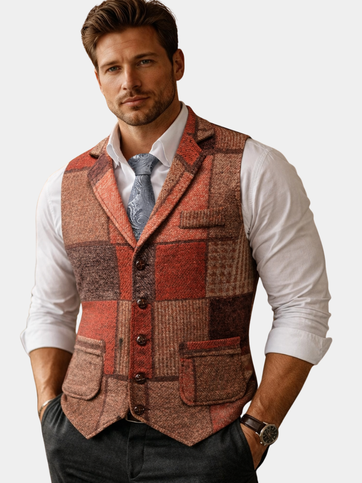 Tweed Vest for Men - Elena Harper