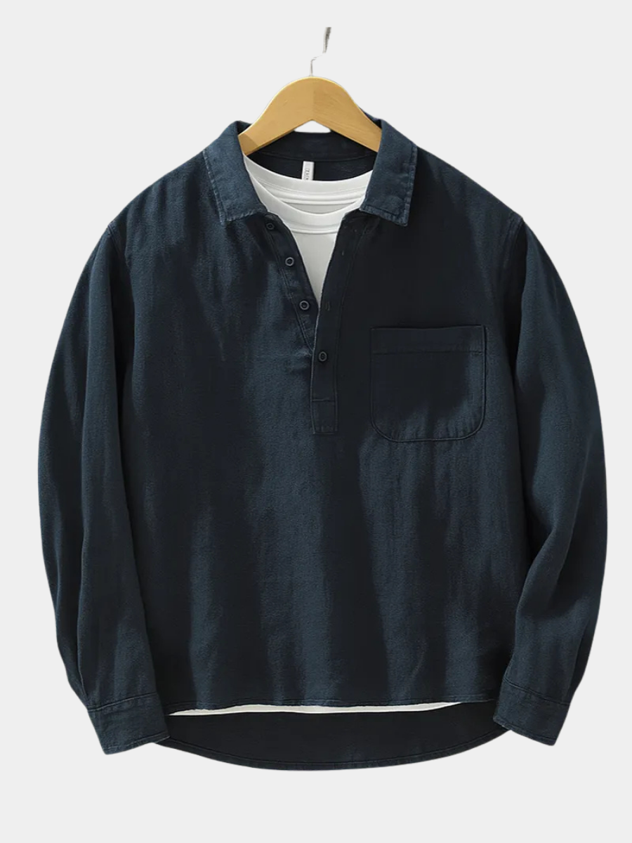 ELENA HARPER™  |  BUTTON-DOWN HALF PLACKET SHIRT FOR MEN