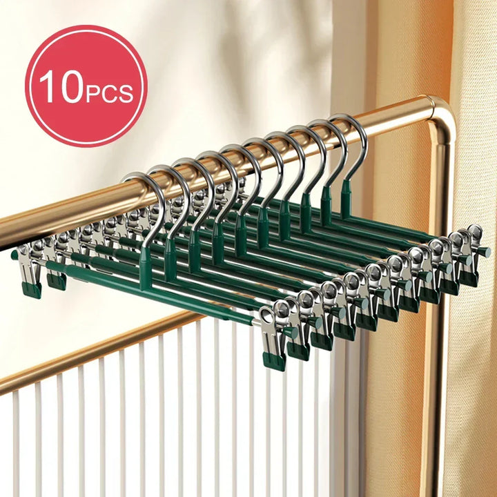 Adjustable Non-Slip Stainless Steel Hanger with Clips for Skirts, Pants & Underwear - Space-Saving & Mark-Free