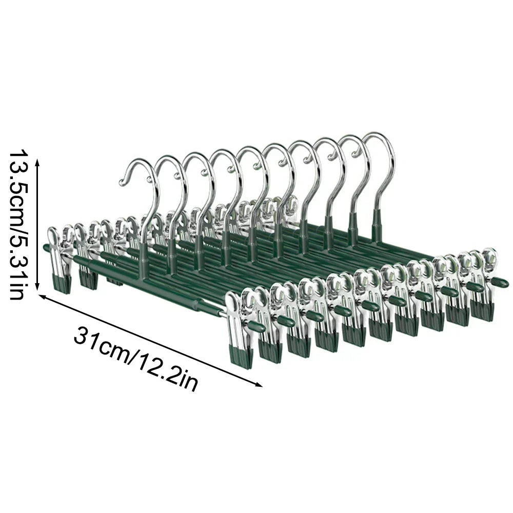 Adjustable Non-Slip Stainless Steel Hanger with Clips for Skirts, Pants & Underwear - Space-Saving & Mark-Free