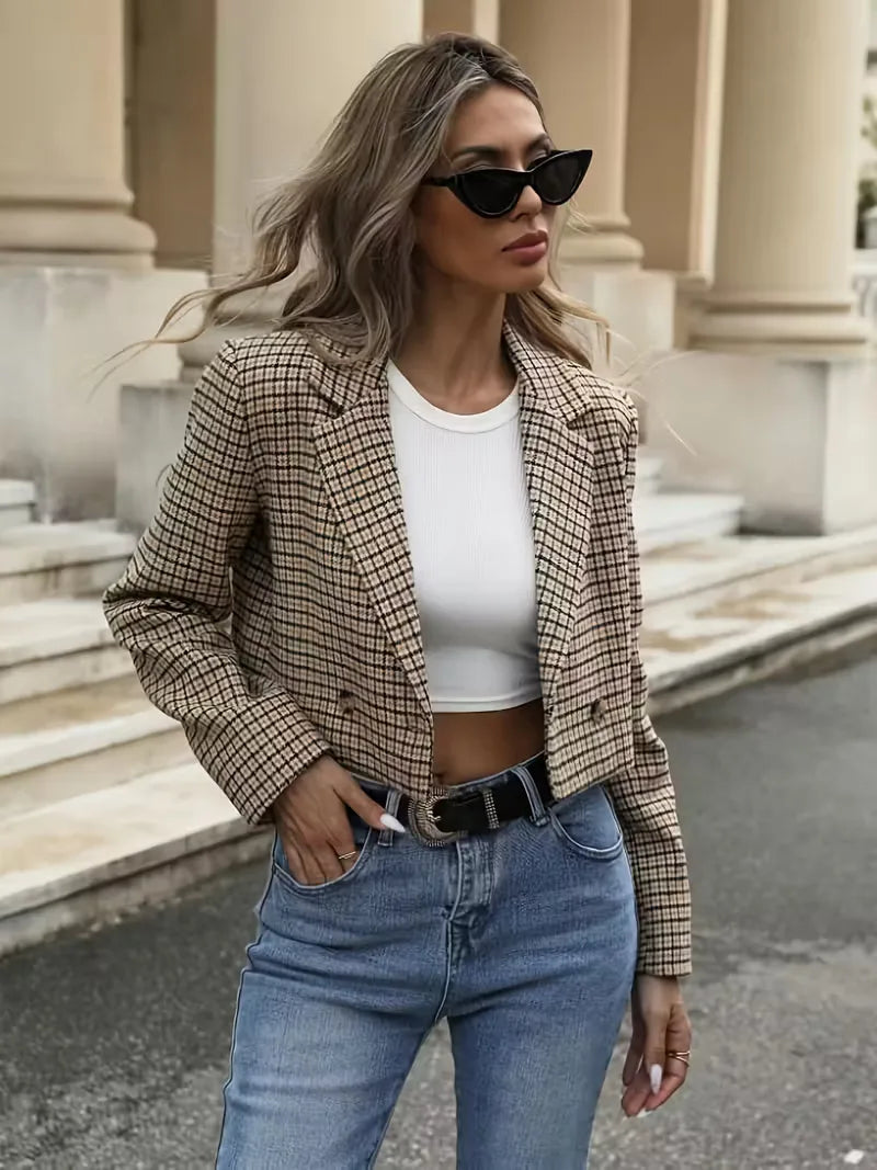 Women's Checkered Blazer - Structured and Elegant