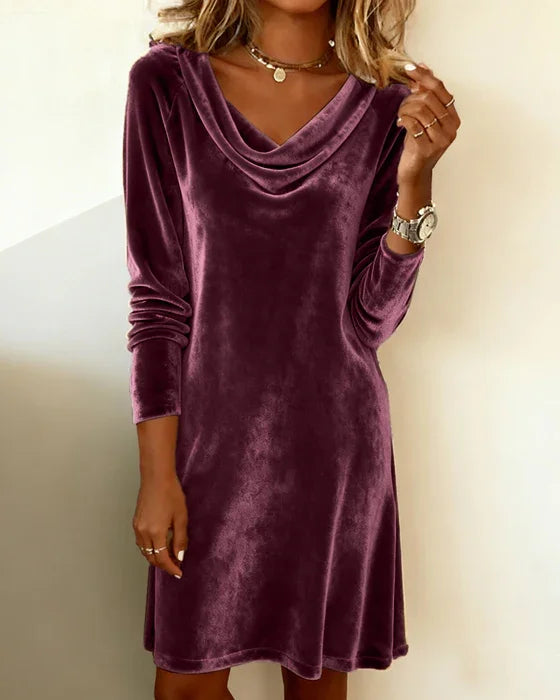 Delvira | Women's Dress with Draped Neckline