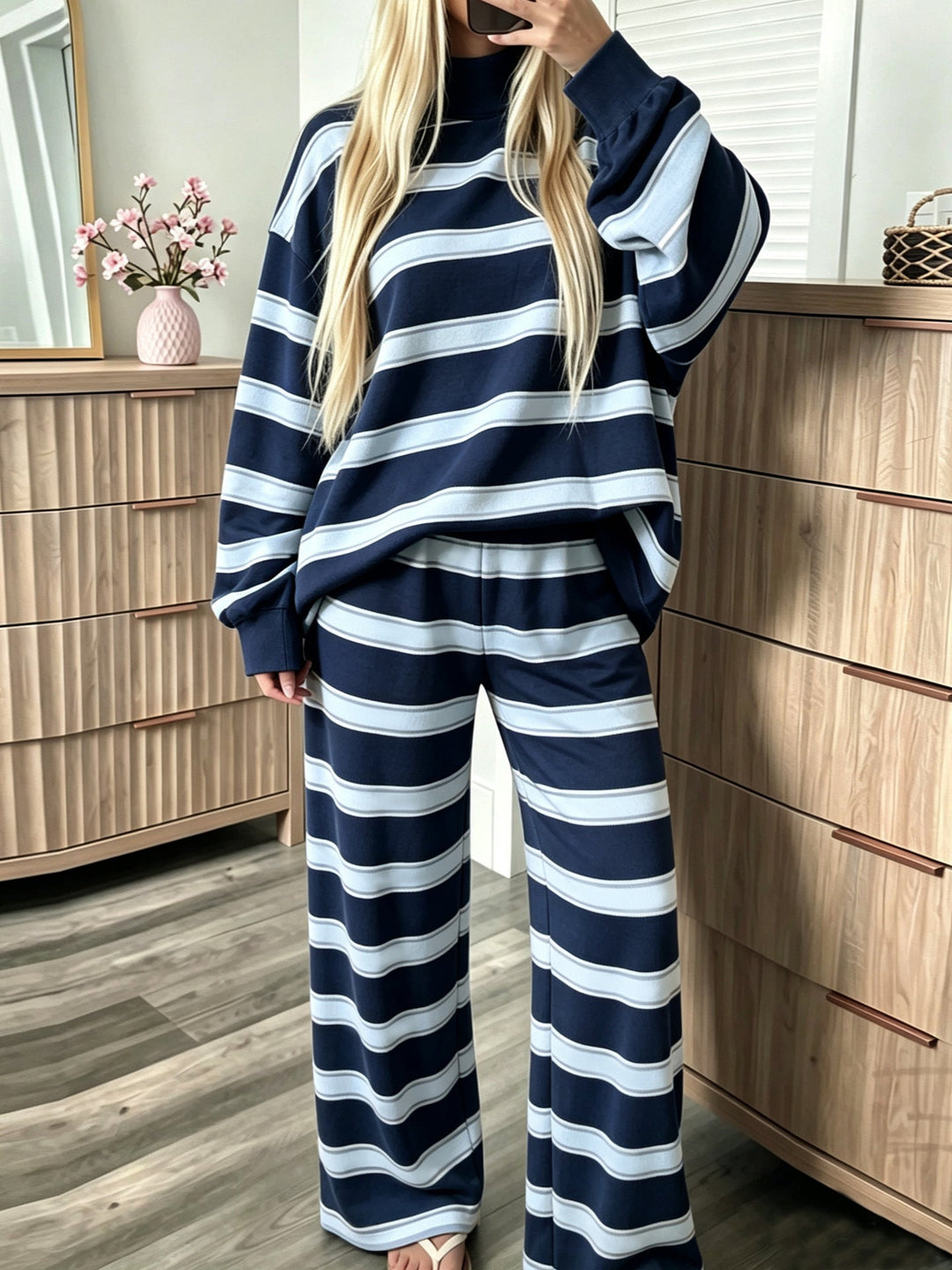 Striped Women's Casual Set - Coordinated and Easy