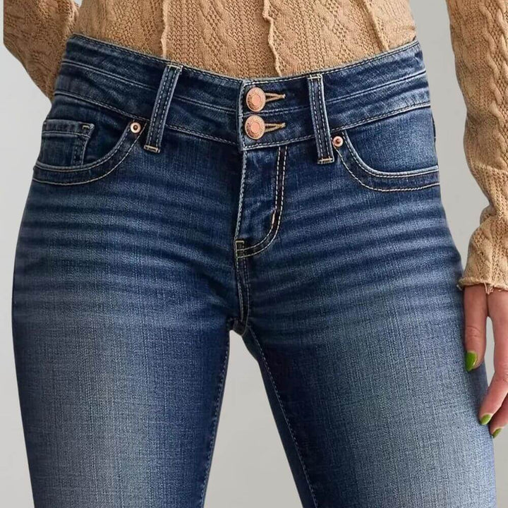 Women's Mid-Waist Slim Fit Stretch Flared Jeans