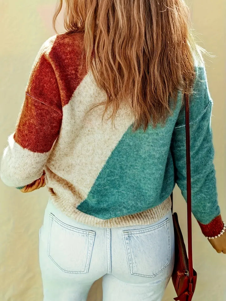 Elinne Color Block Sweater, view 2 - Elena Harper