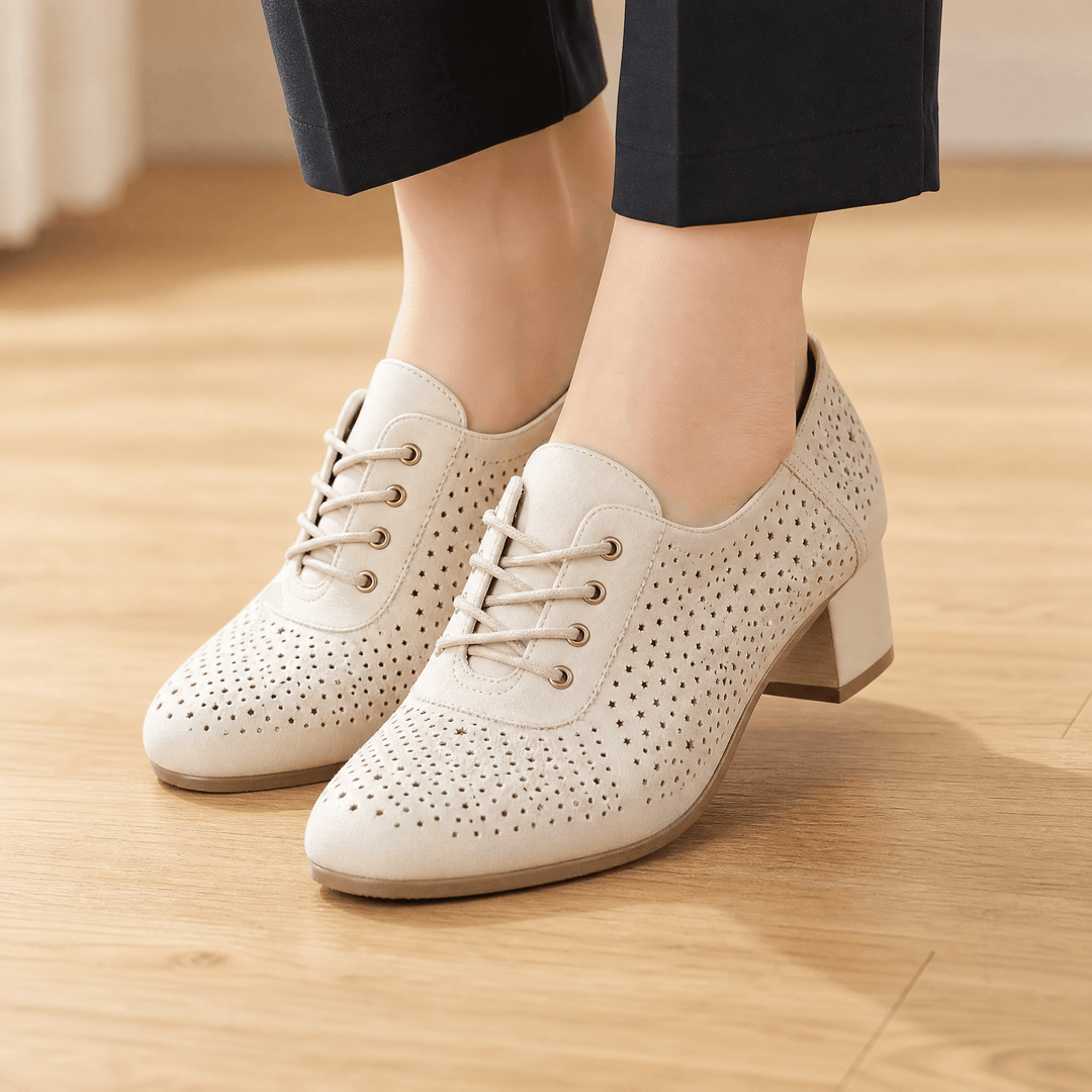 Aerella Women's Breathable Perforated Block Heel Shoes - Elena Harper