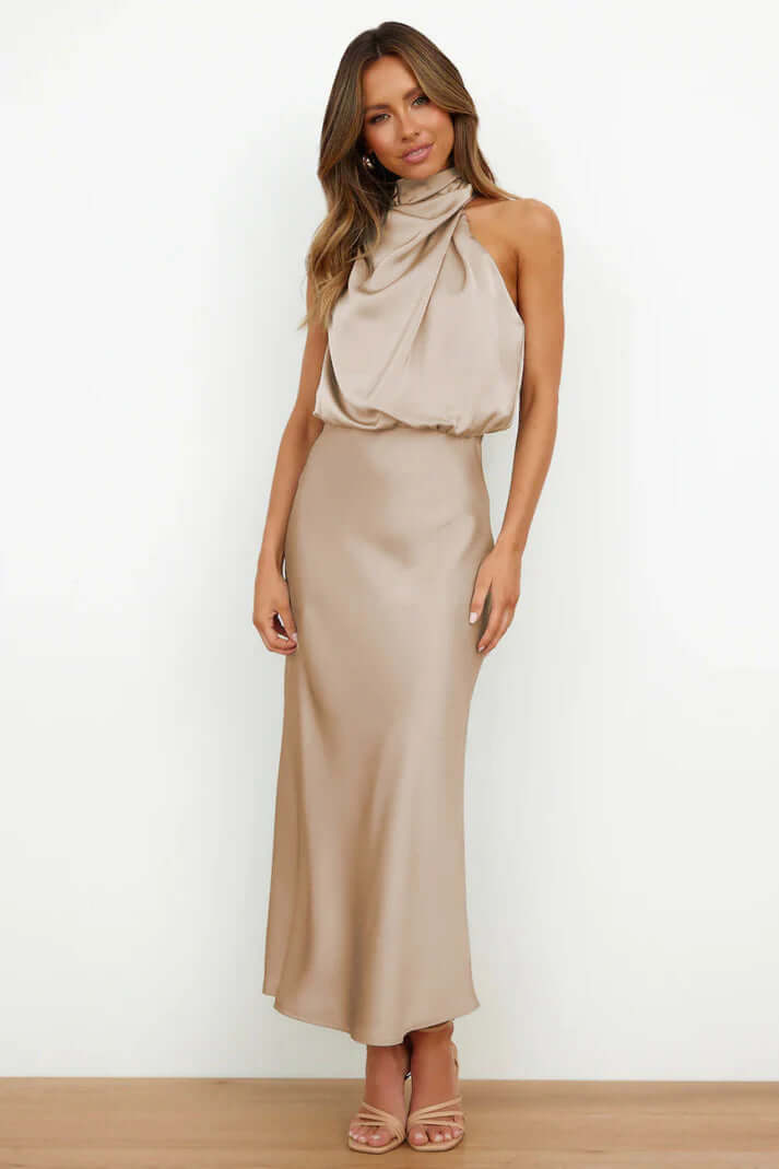Satin Maxi Dress - Elegant Evening Gown