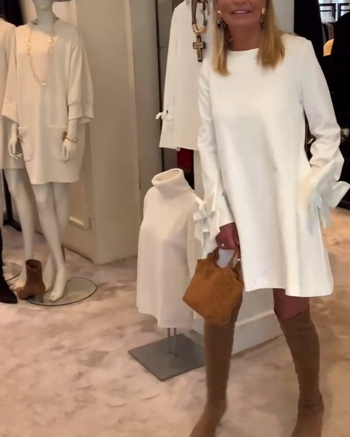 Nia Elegant Bow-sleeve Mini Dress - Elena Harper