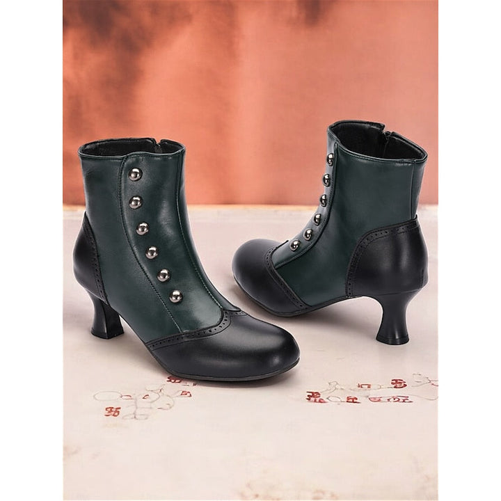 Eleanora | Women's Vintage Two-Tone Ankle Boots with Contrast