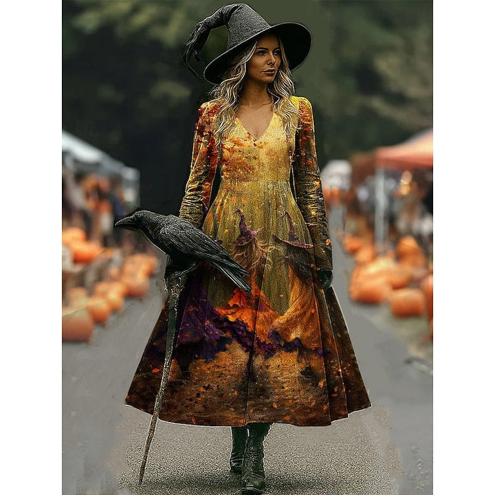Agatha Women's Witch Print Maxi Dress in Four Deep Shades - Elena Harper