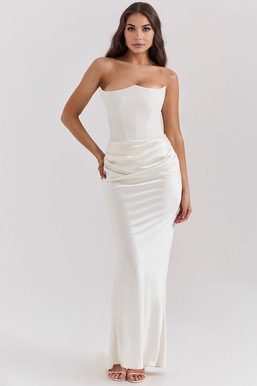 Paloma Elegant Satin Strapless Maxi Dress - Elena Harper