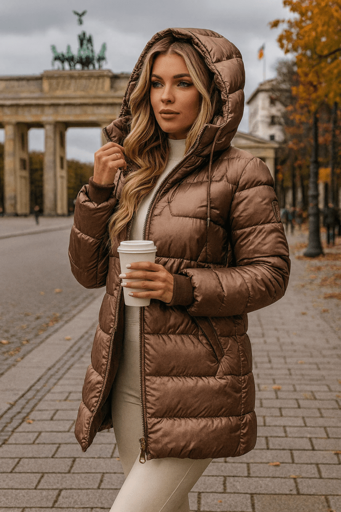 Aldvika Women's Long Quilted Jacket with Hood - Elena Harper
