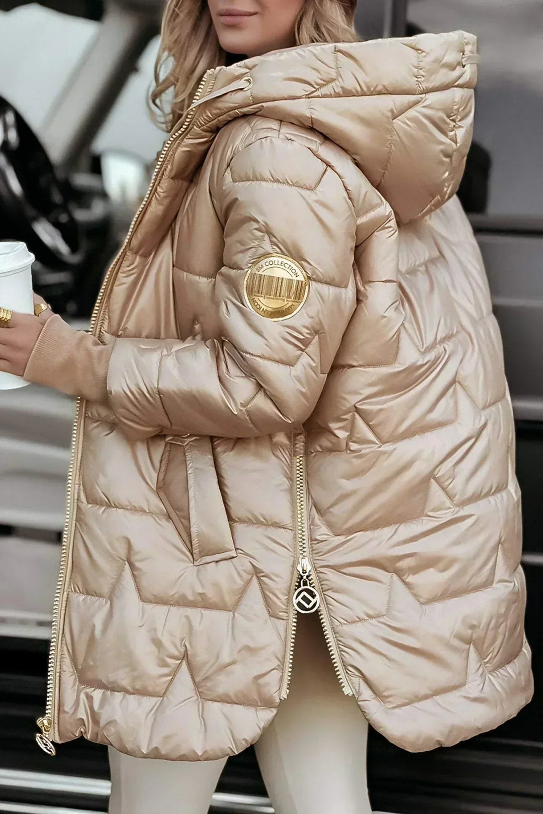 Aldvika Women's Long Quilted Jacket with Hood, view 4 - Elena Harper