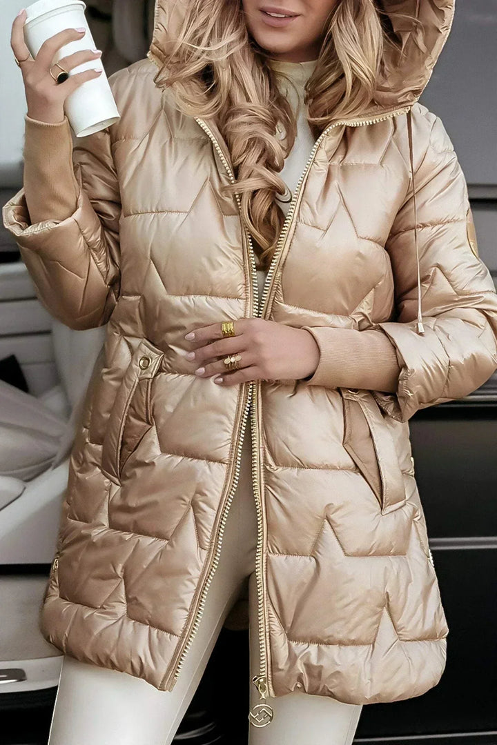 Aldvika Women's Long Quilted Jacket with Hood, view 5 - Elena Harper