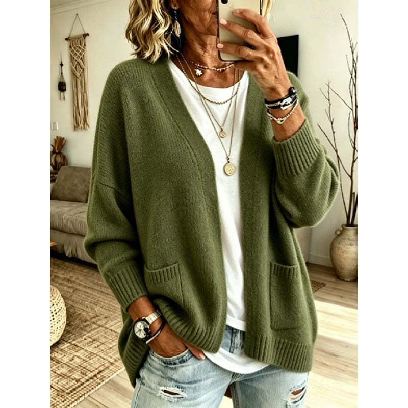 Aldwara Women's Oversized Open Knit Cardigan, view 3 - Elena Harper