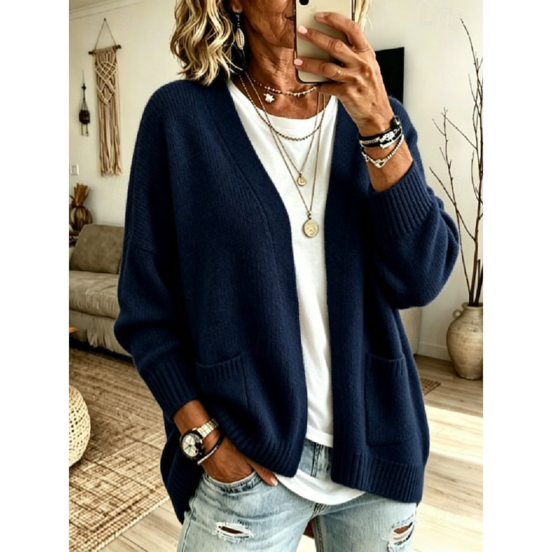 Aldwara Women's Oversized Open Knit Cardigan, view 5 - Elena Harper