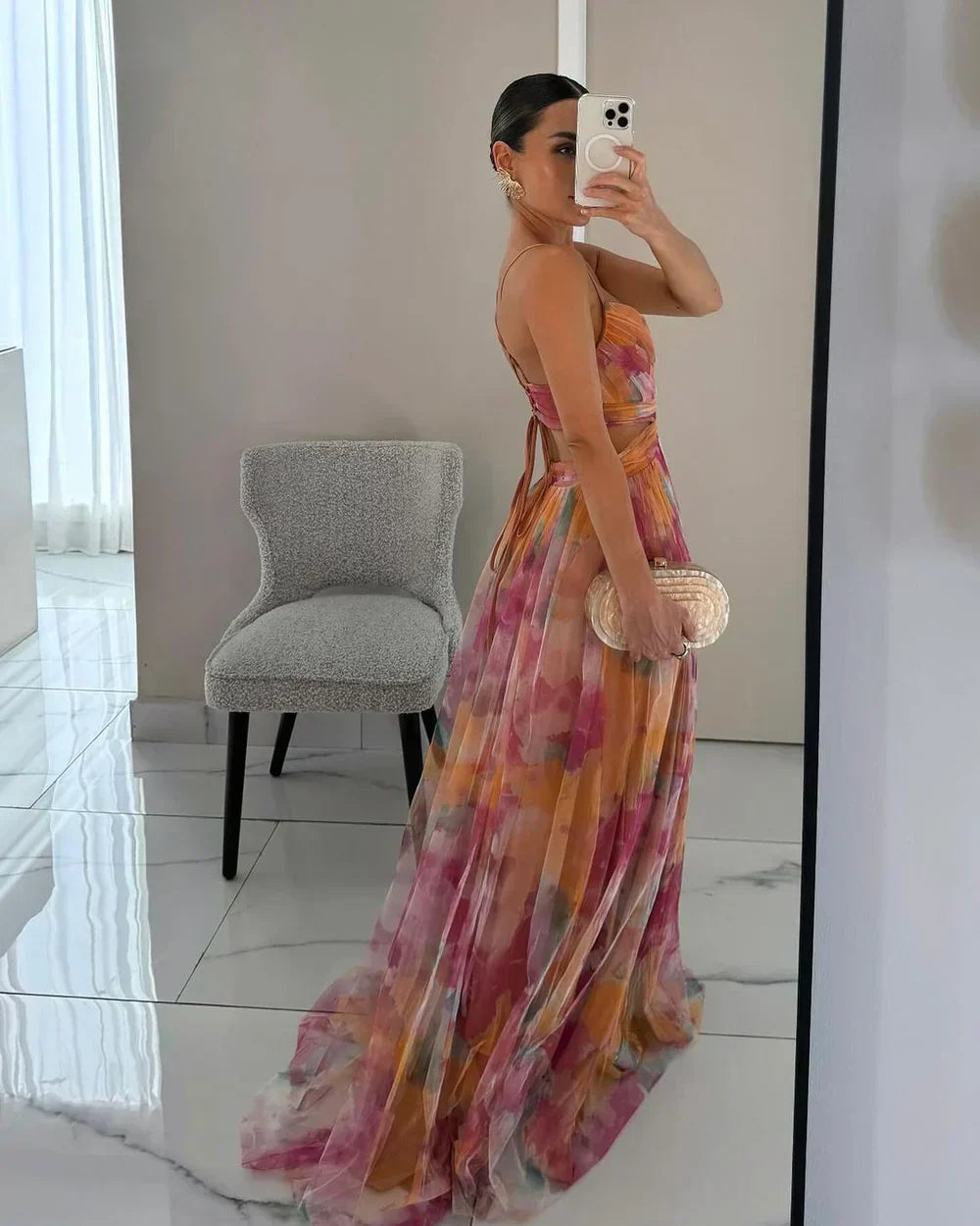 Alinna Graceful Flowing Dress, view 7 - Elena Harper