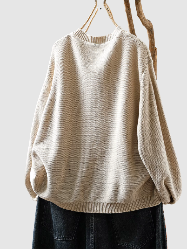 Almhild Women's Cardigan with Buttons Round Neck, view 3 - Elena Harper