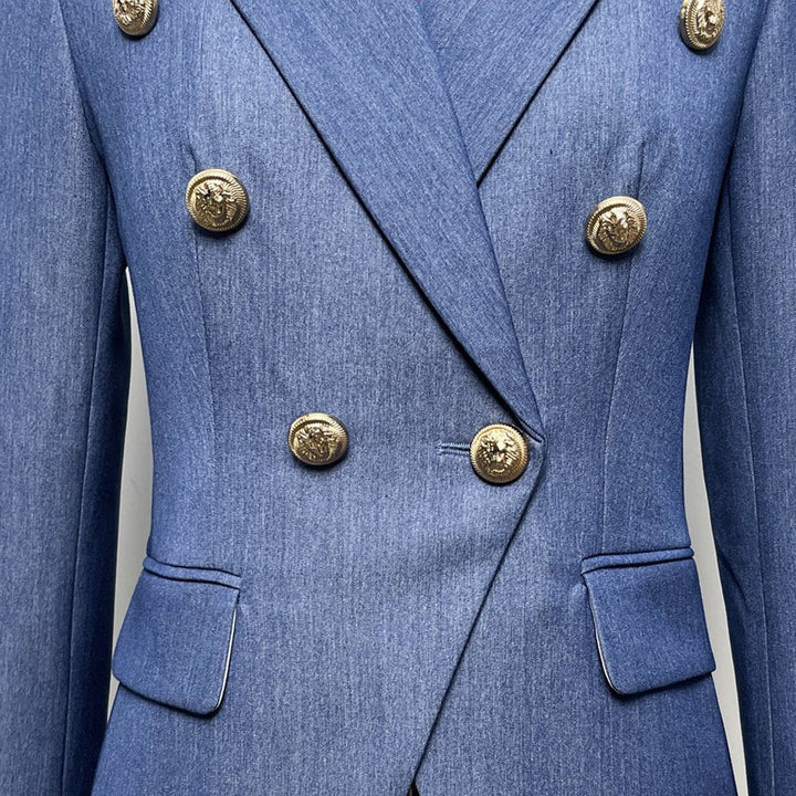 Thidra I Blazer in Vintage Denim, view 3 - Elena Harper