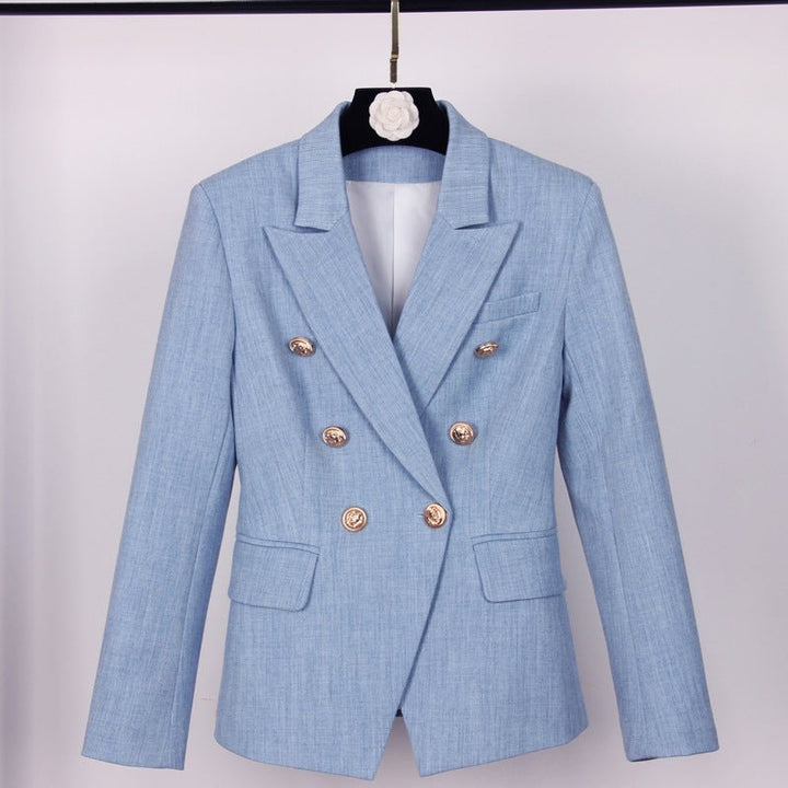 Thidra I Blazer in Vintage Denim, view 2 - Elena Harper