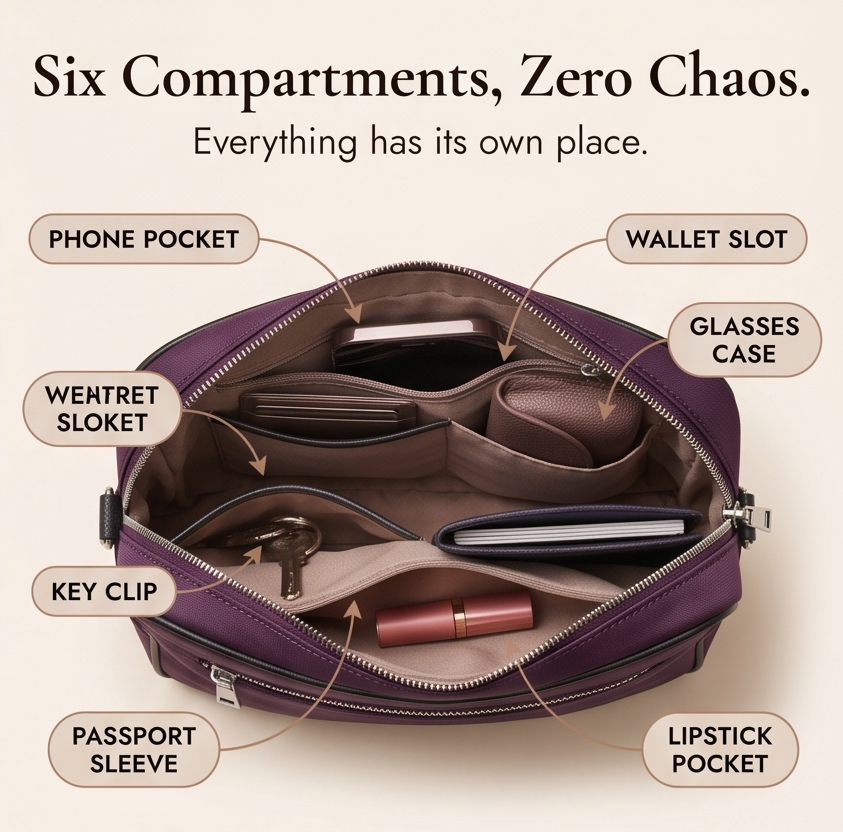 Carryella Multi-Pocket Shoulder Bag with Anti-Theft Design - Elena Harper