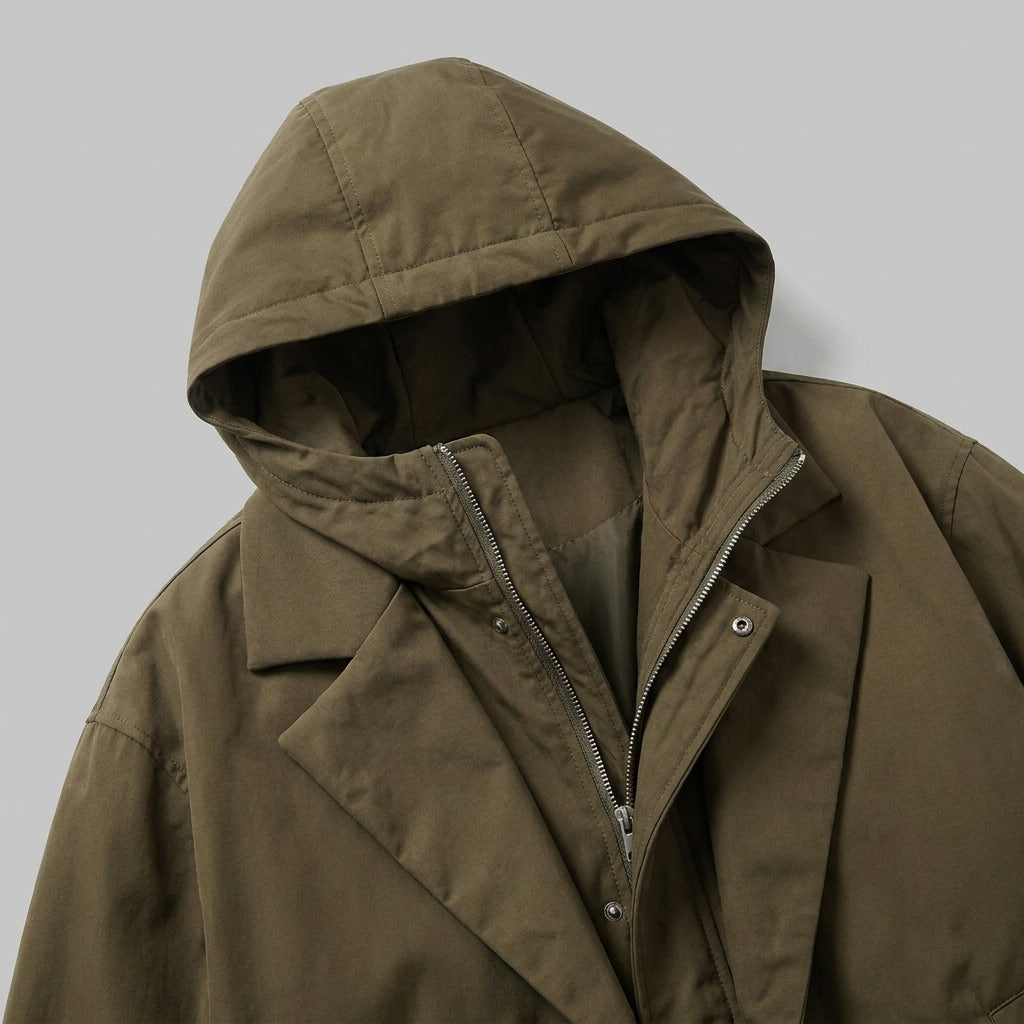 Ladies Long Overcoat Water- and Wind-Resistant with Hood, view 4 - Elena Harper