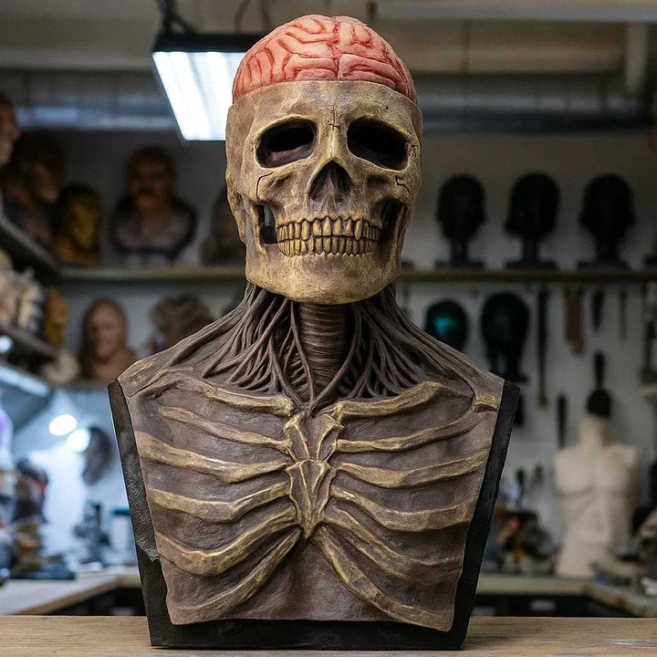 GRAVEFACE Realistic Skeleton Mask with Hat for the Ultimate Halloween Costume, view 5 - Elena Harper