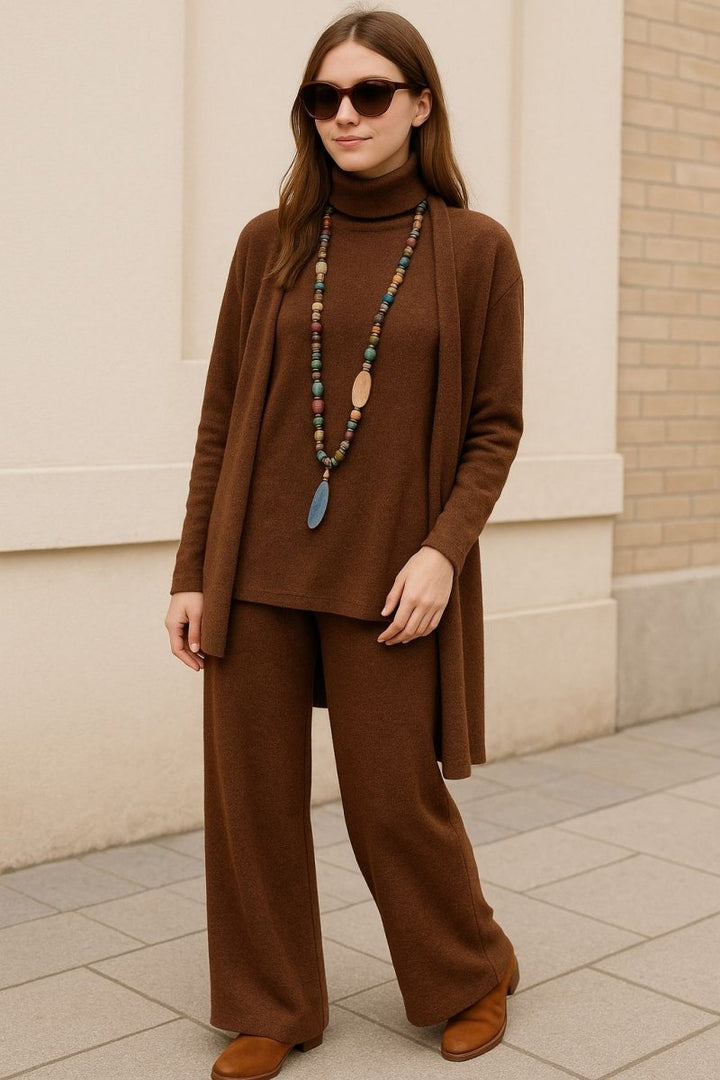Aubrey Cardigan, Turtleneck & Pants Set