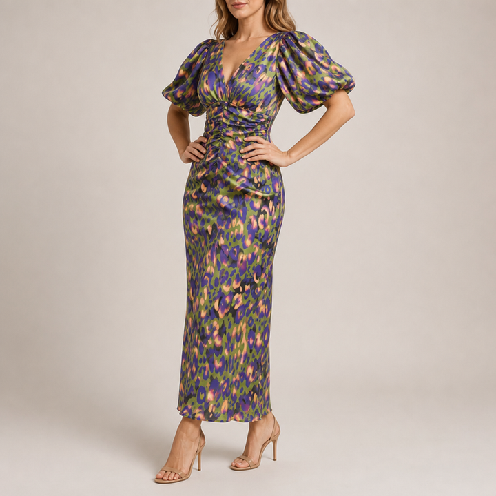 Avila Puff Sleeve Midi Dress