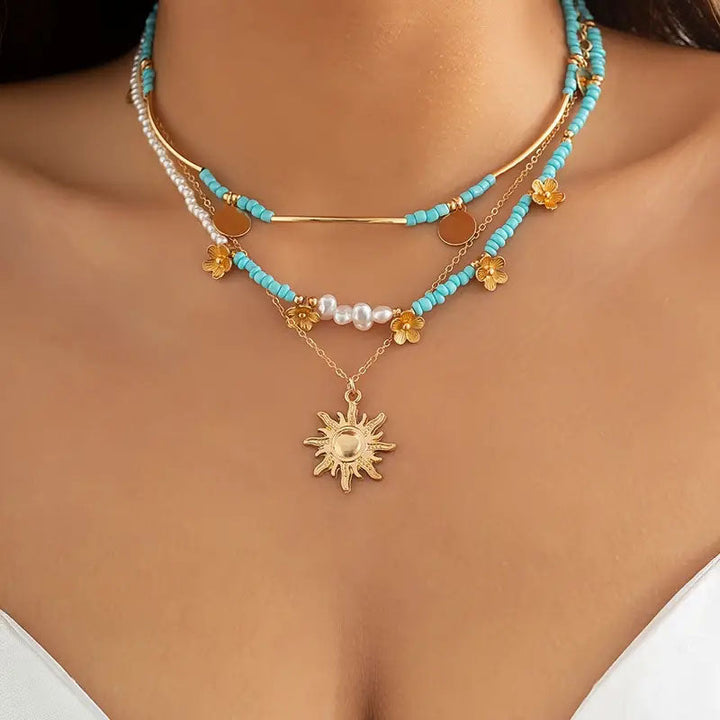 Vintage Sunflower Pendant Necklace