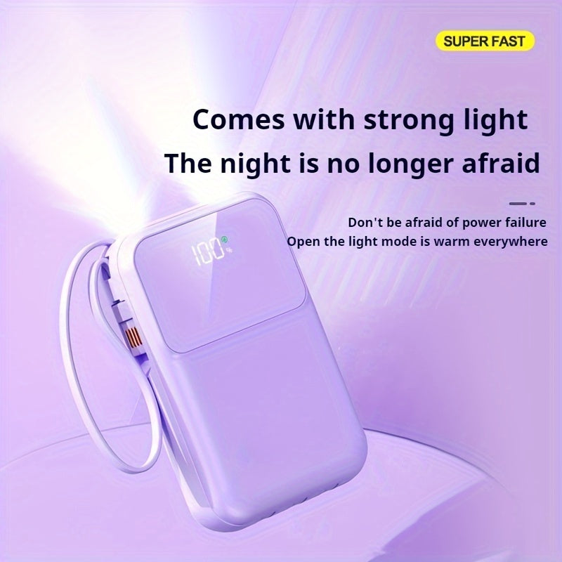 Universal Portable Power Bank 10000mAh with Fast Built-in Cables