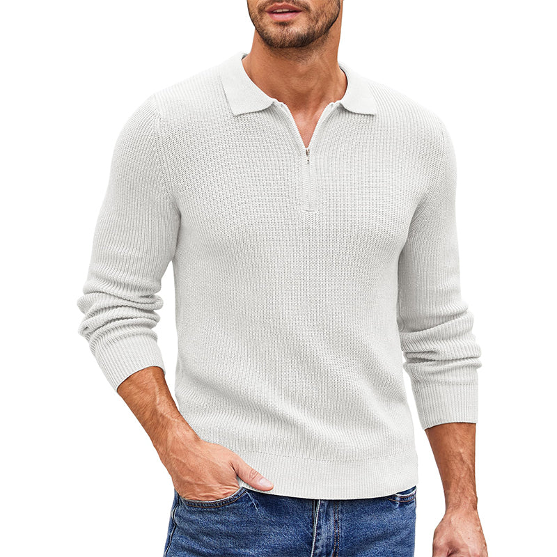 Men's Ribbed Zip Polo Jumper – Hambledon