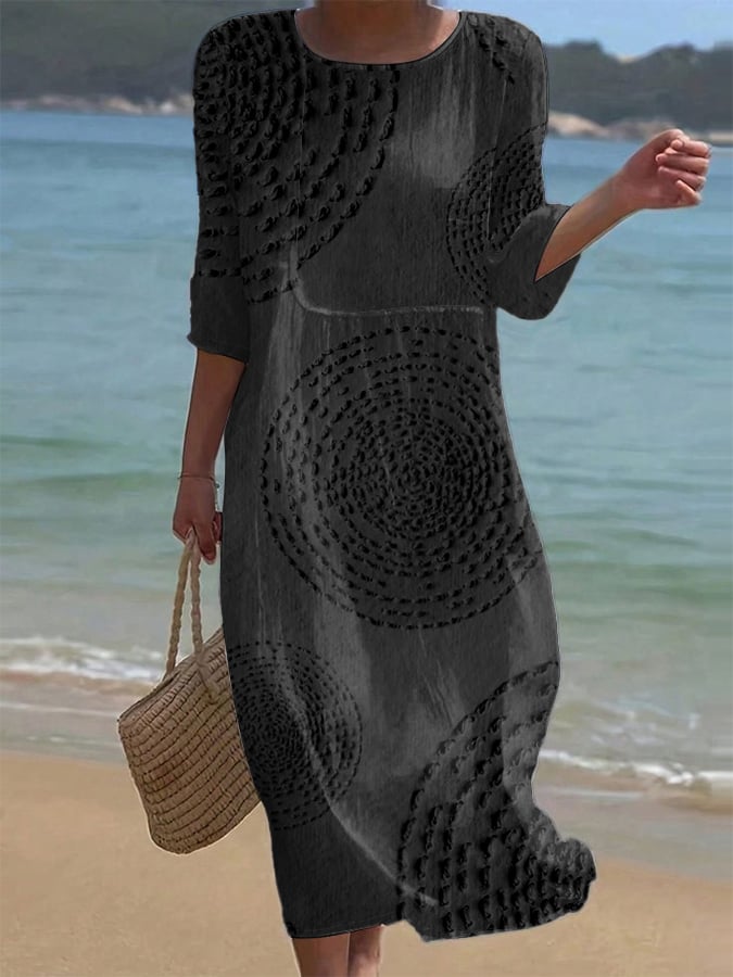 Embroidered casual dress for women. - Elena Harper