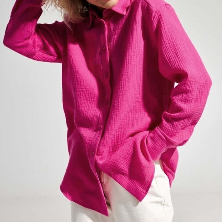Women's Loose Long Sleeve Polo Shirt