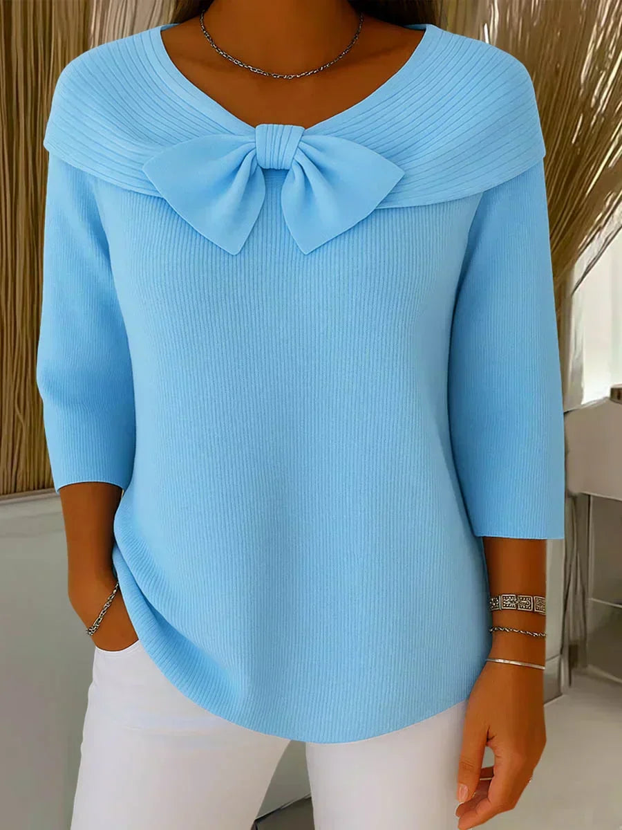 Clara | Elegant Sweater with Soft Knit Bow